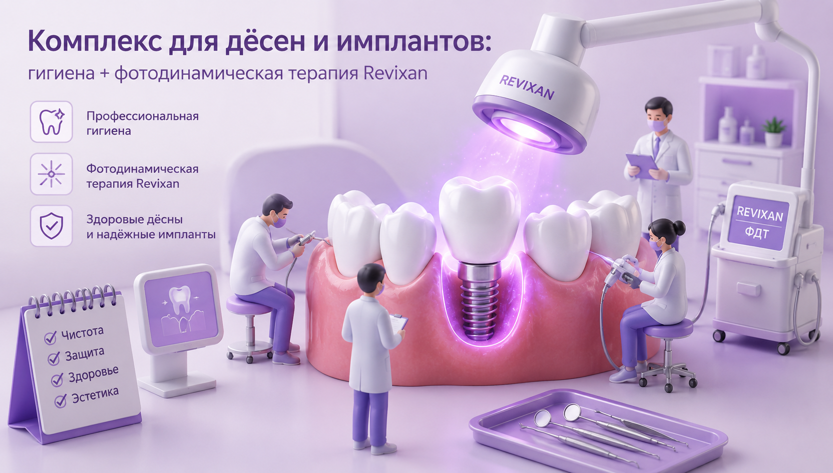 Контроль здоровья десен и имплантов за 1 визит